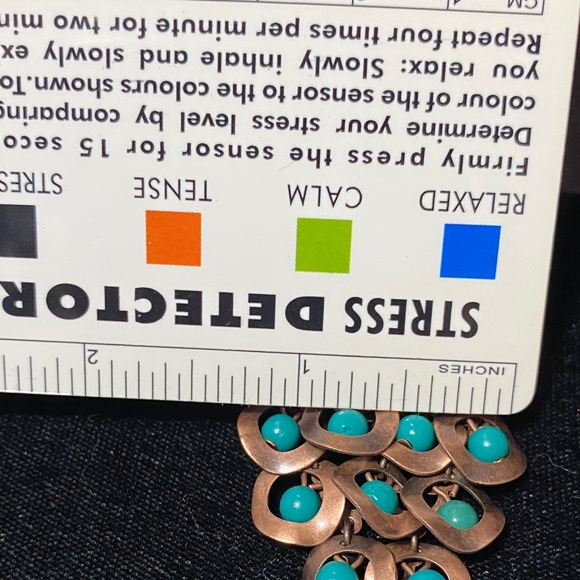 Elegant vintage Turquoise and metal Chandelier Earrings - Picture 5 of 16